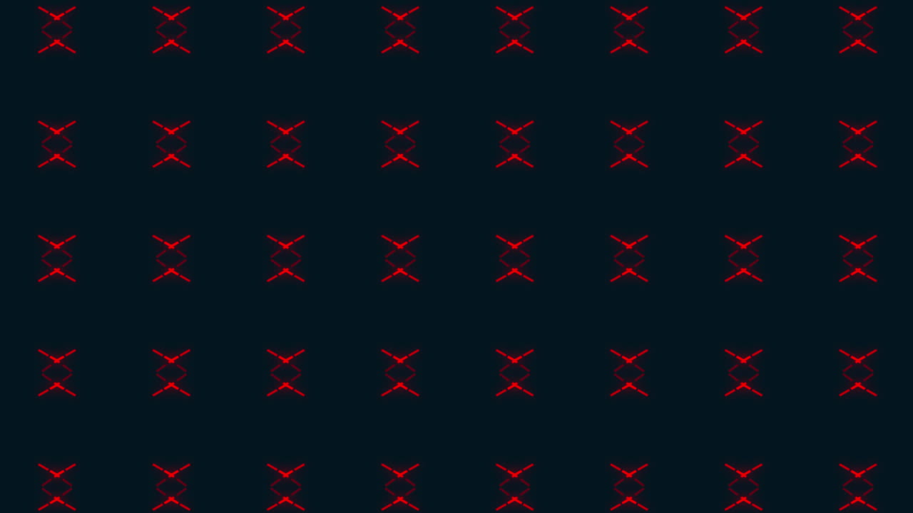 animación de movimiento retro hipnótico de múltiples filas de formas rojas abstractas