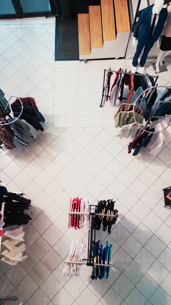 Overhead view of a clothing store