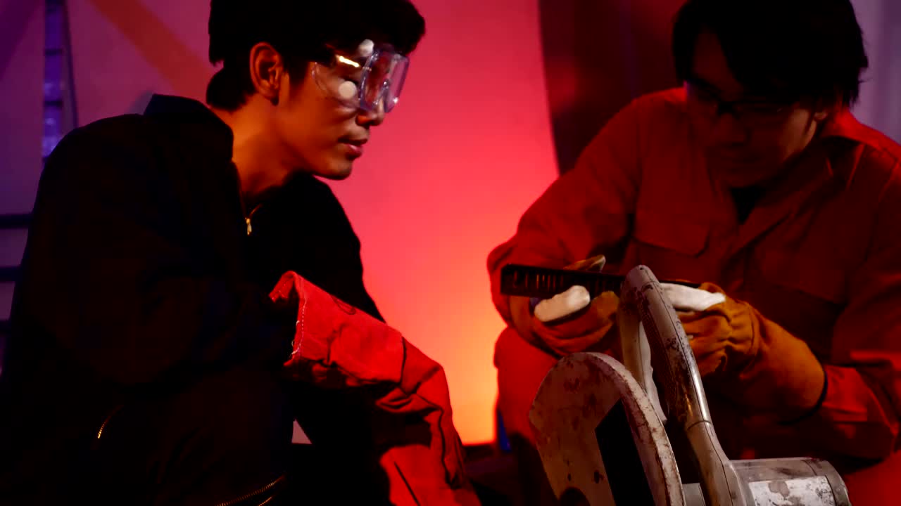 Industrial technicians are working in the factory.