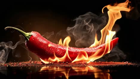 fiery red chili pepper on a dark background