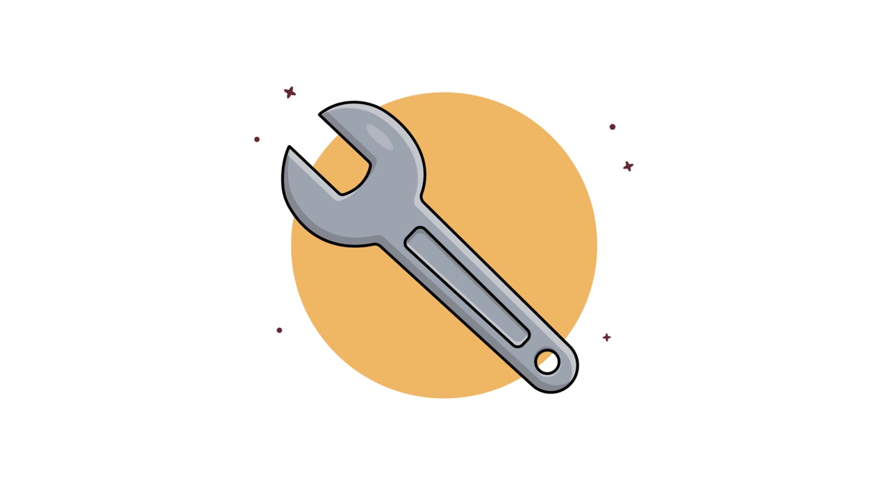 Animated Wrench Icon on Yellow Circle Background