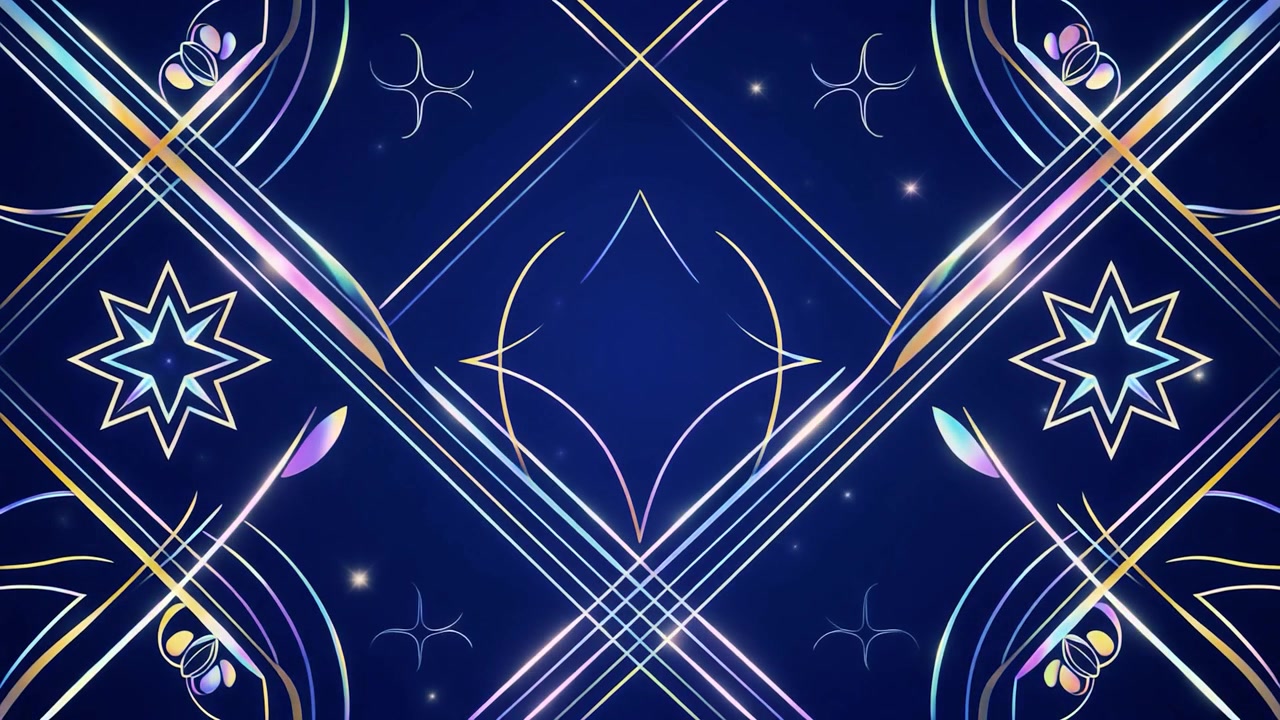 Abstrakter Hintergrund im Art-Déco-Stil mit leuchtenden geometrischen Linien und Sternen