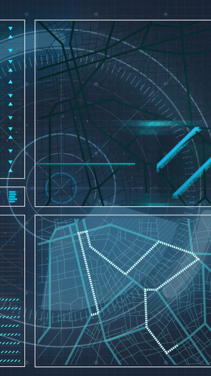 Animation of data processing on black background