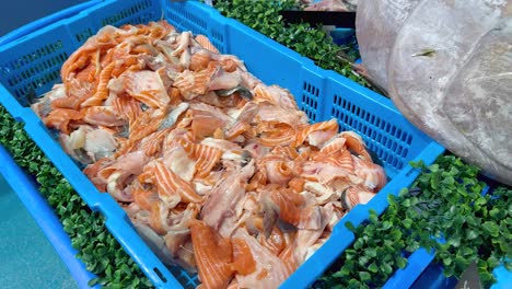 variety of seafood on display at market