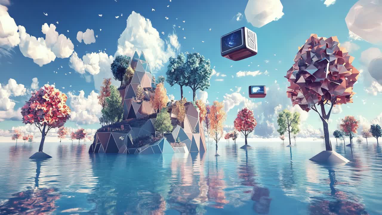 Floating Islands in a Dreamlike Landscape