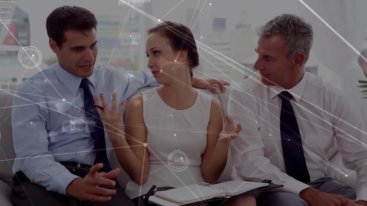 animación de la red de conexiones entre diversos empresarios en la oficina