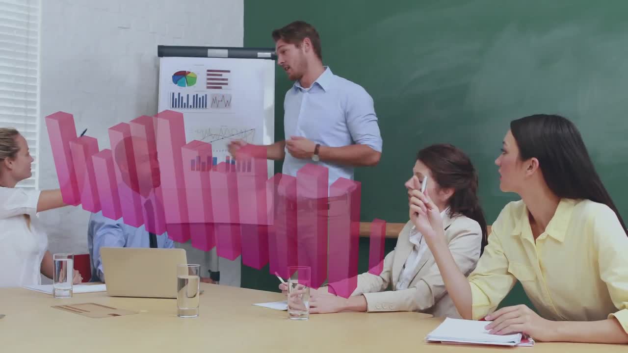 animación de coloridas piezas de rompecabezas y bloques sobre los amigos de los niños utilizando dispositivos electrónicos