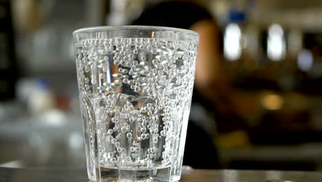 closeup of fresh sparkling water glass