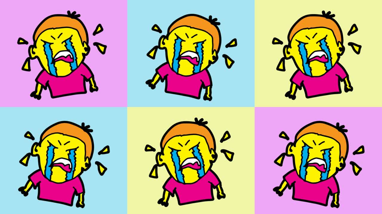 niños dibujando arte pop fondo sin costuras con tema de niño llorando