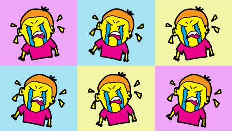 kids drawing pop art seamless background with theme of child crying