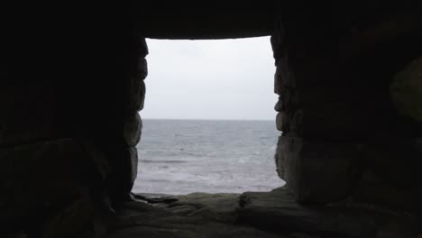 square view through stone out to sea