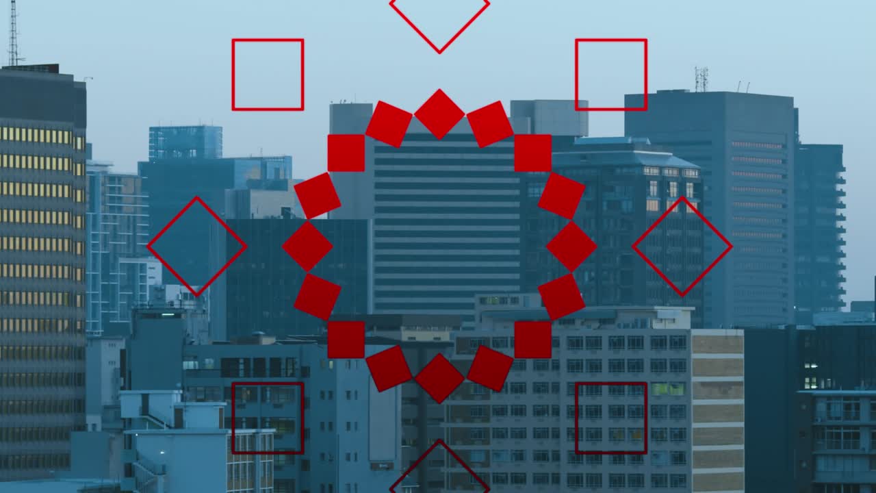 Animation of cityscape over cityscape