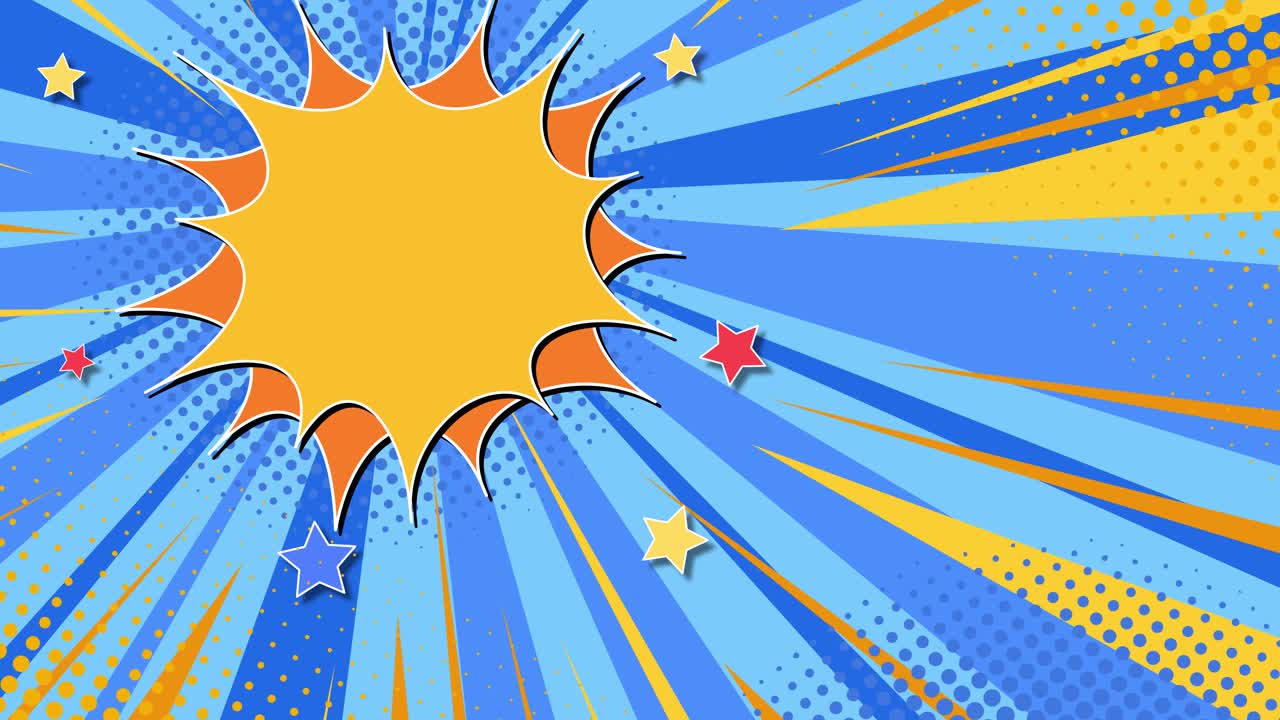 colorida y enérgica secuencia de ráfagas de estilo cómico