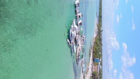 vertical orbit shot of tourism beaches in boca chica, dominican republic