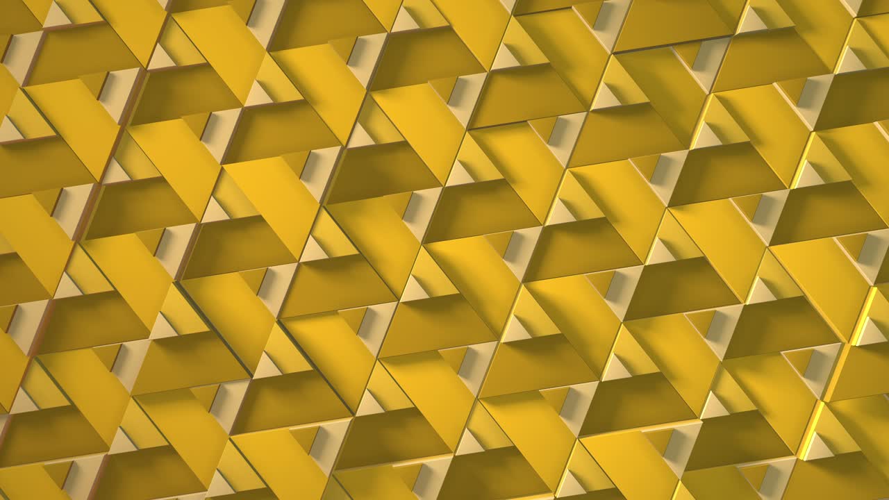 color amarillo soleado del minimalismo. vista superior representación 3d de animación en bucle con el movimiento de triángulos geométricos. fondo sin fin para la presentación. animación de negocios
