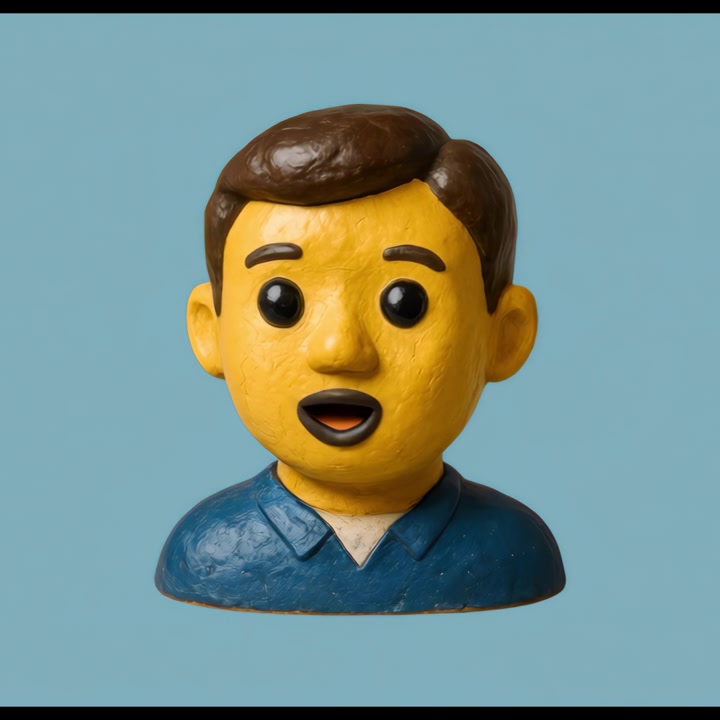 Animert 3D-emoji-mannskarakter med skiftende ansiktsuttrykk