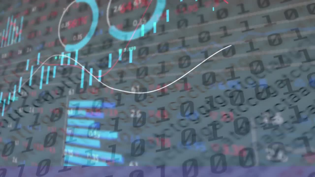 Animation of financial data processing over binary coding