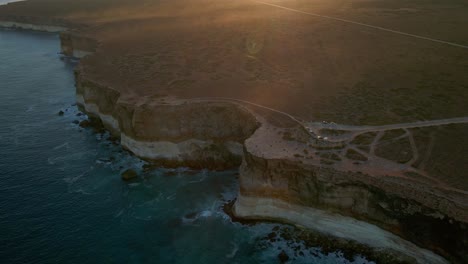 top view of nullarbor cliffs during sunrise in south australia