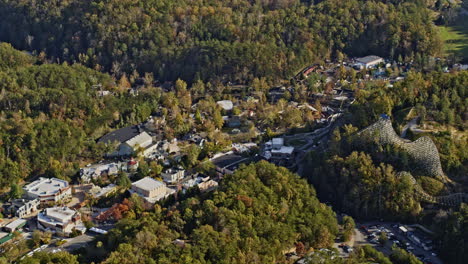 pigeon forge tennessee aerial v15 drone hovering above across famous dollywood tourist attraction at knoxville smoky mountains metroplex - shot with inspire 2, x7 camera - november 2020