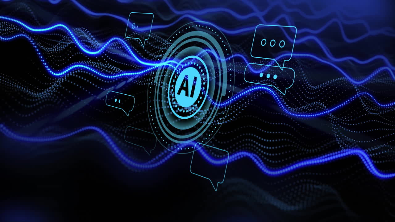 animación del procesamiento de datos de alcance ai sobre fondo negro