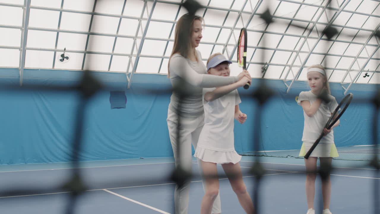 Kids On Tennis Training Indoors