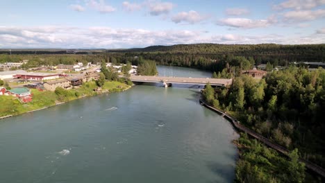 soldotna alaska push in over the kenai river aerial