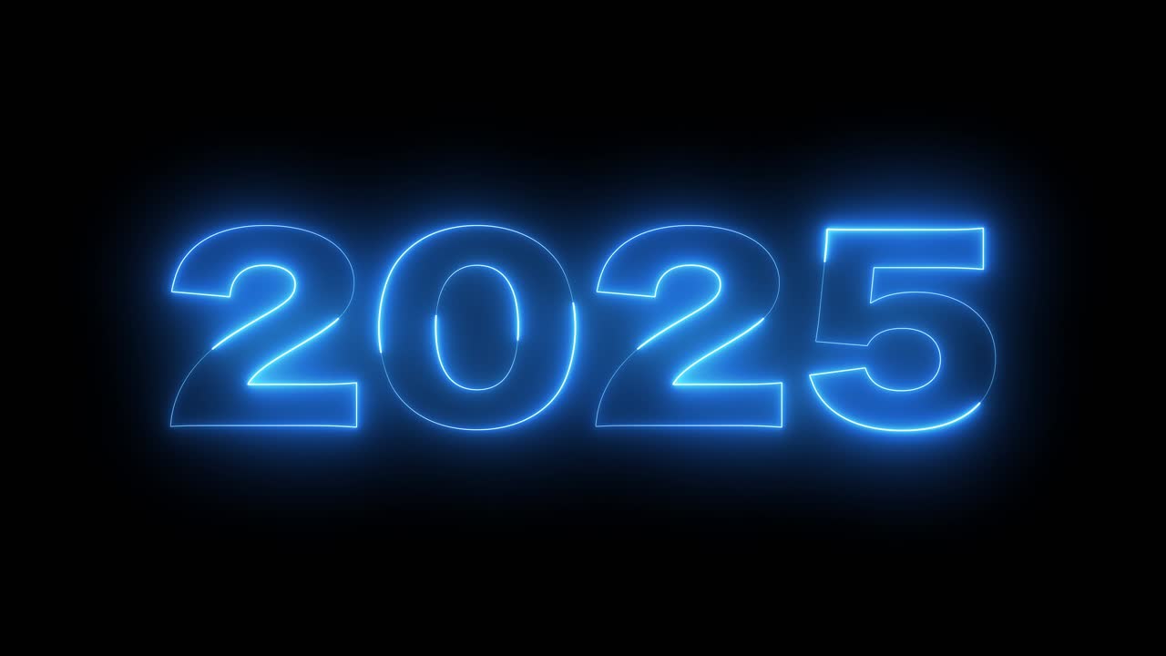 2025 Felice Anno Nuovo, Testo animato neon Capodanno 2025