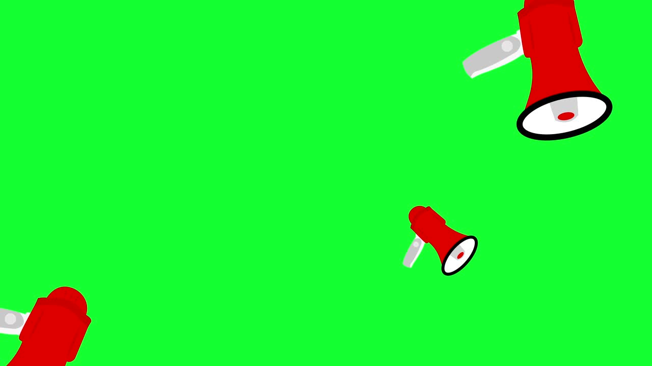 녹색 스크린에서 애니메이션 된 빨간 bullhorns, 원활한 루프, 비즈니스 요소