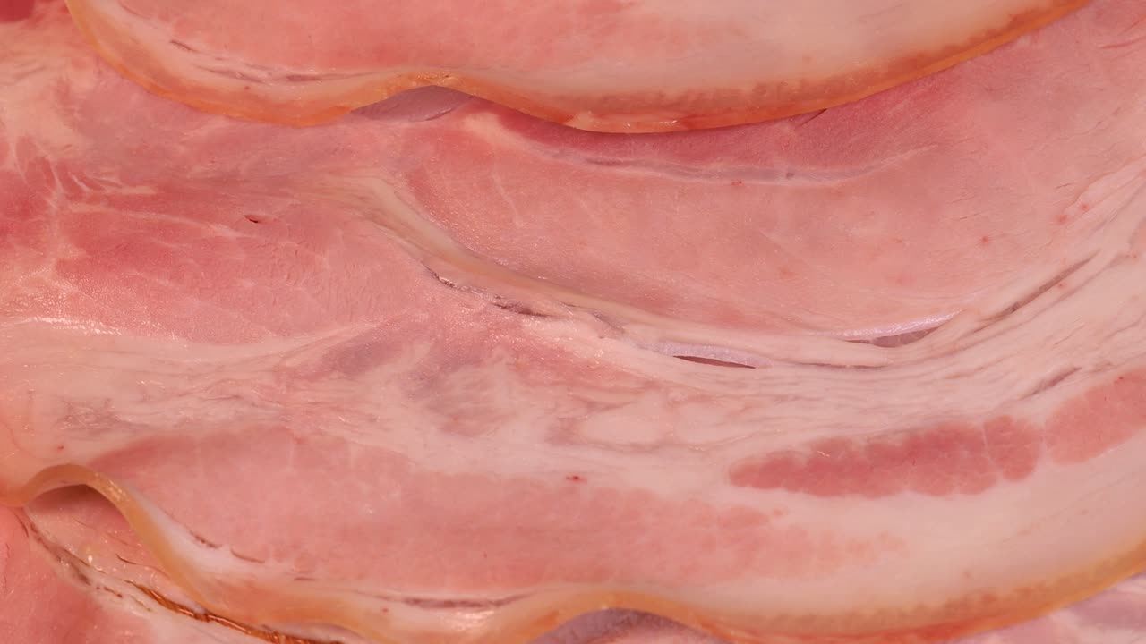 Cured ham macro shot, close up view in 4k