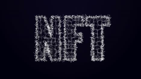 animation of white nft text with connections over black background