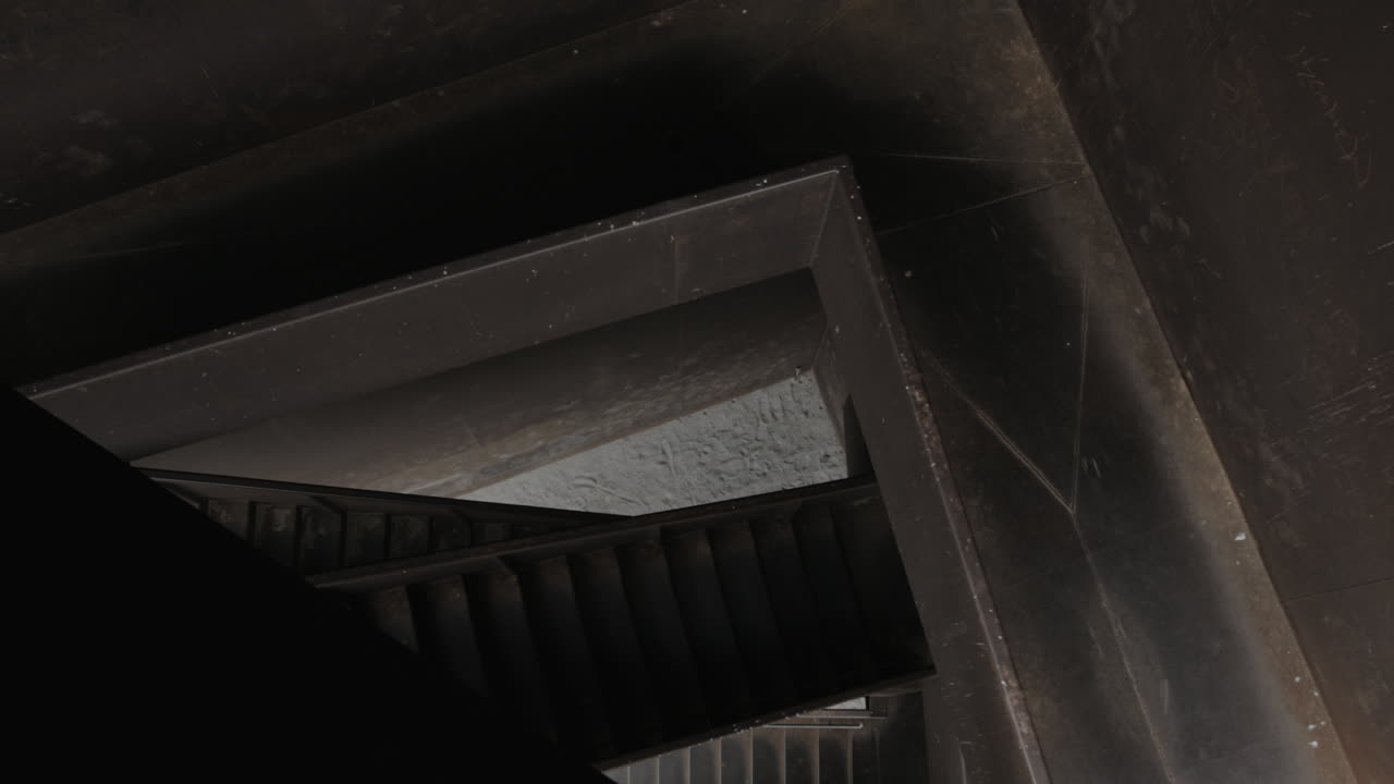 Abstract, geometric steel stairway