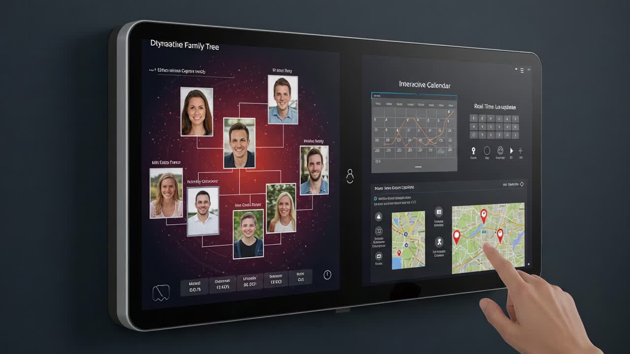 Interactive Display Featuring a Dynamic Family Tree and Event Calendar for Enhanced Visual Data Management and Family Connections through Technology