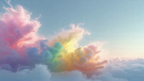 pastel rainbow clouds in a serene sky
