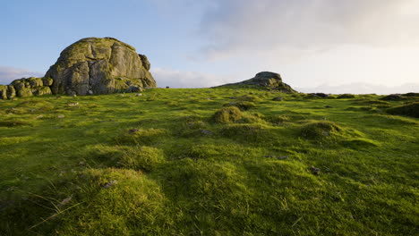 scenic hillside with rocks and grass