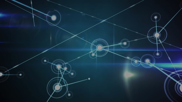 Animación de redes de conexiones sobre fondo negro