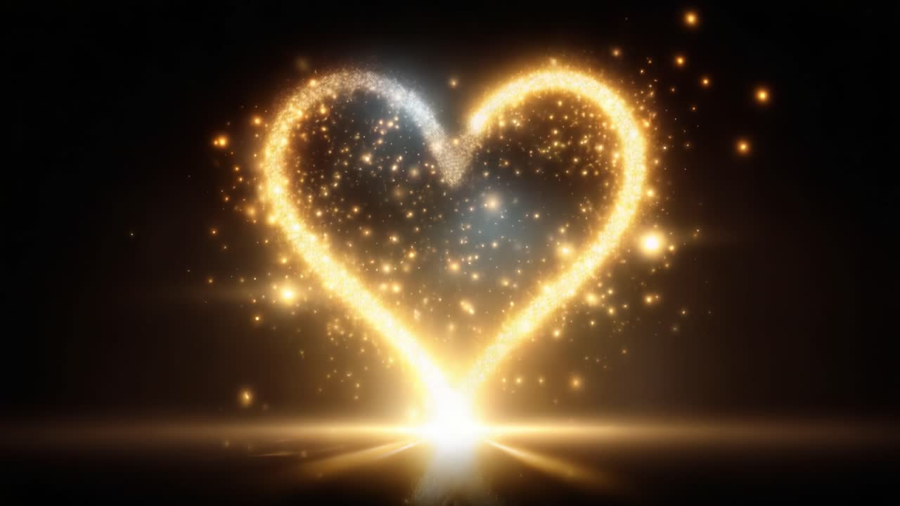 A Captivating Display of a Sparkling Heart Shape: An Enchanting Blend of Glowing Lights and Magical Dust Creating a Dazzling Symbol of Love and Emotion