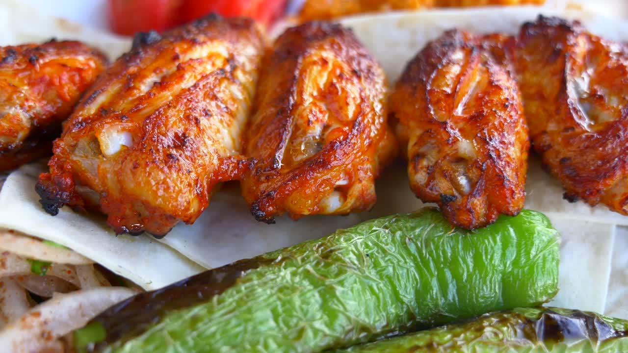 Grilled Chicken Wings with Peppers