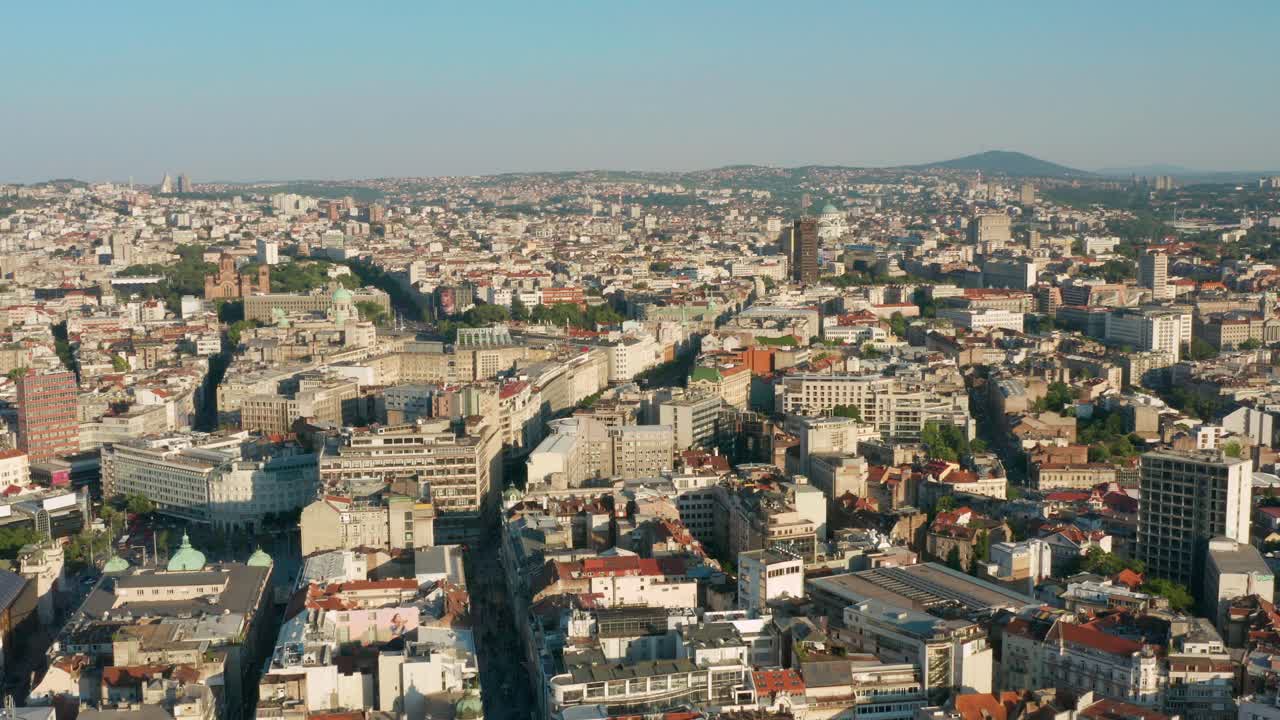 vista panorámica del paisaje de la ciudad del centro de belgrado en serbia