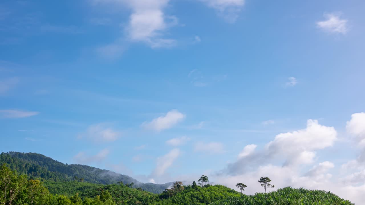 Summer Clouds background.Blue sky white clouds over mountains.Cloudscape timelapse Amazing summer blue sky Time Lapse. Nature sky good weather day nature environment background 4-K