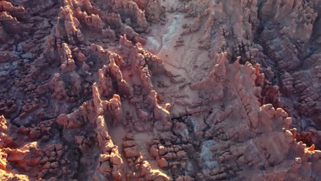 Scenic-rock-pinnacles-in-mountainous-terrain-in-sunlight