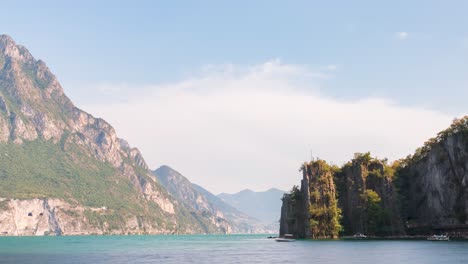 timelapse of mountains and lake iseo from riva di solto, baia dal bogn,bergamo,italy