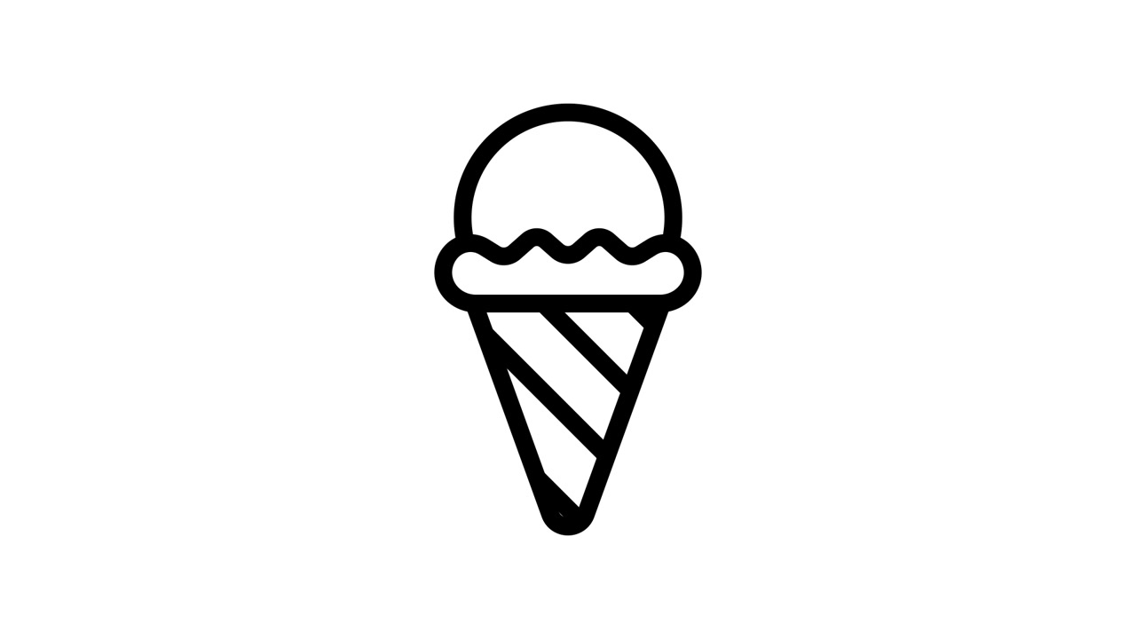 Animazione in loop di cono gelato in stile line art