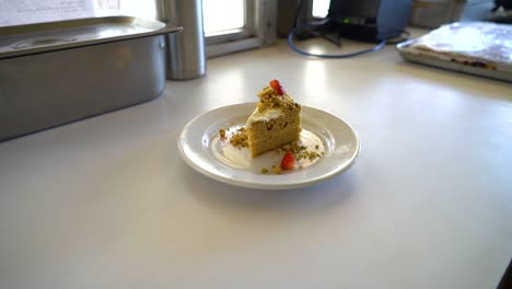 Cake-sits-on-display-on-a-counter