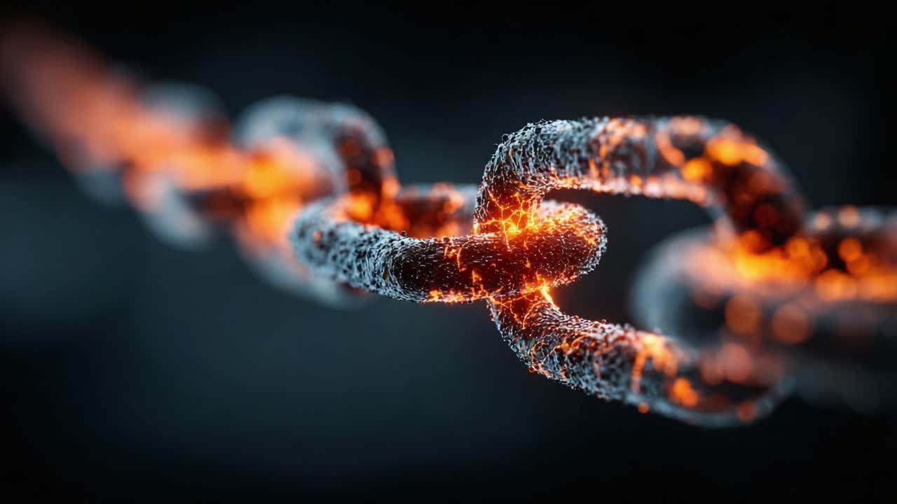 A Captivating Close-Up of a Chain Link Illuminated with Fiery Sparks, Showcasing the Fusion of Strength and Beauty in Industrial Design and Metalwork