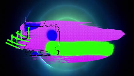 animación de formas abstractas coloridas sobre círculos azules