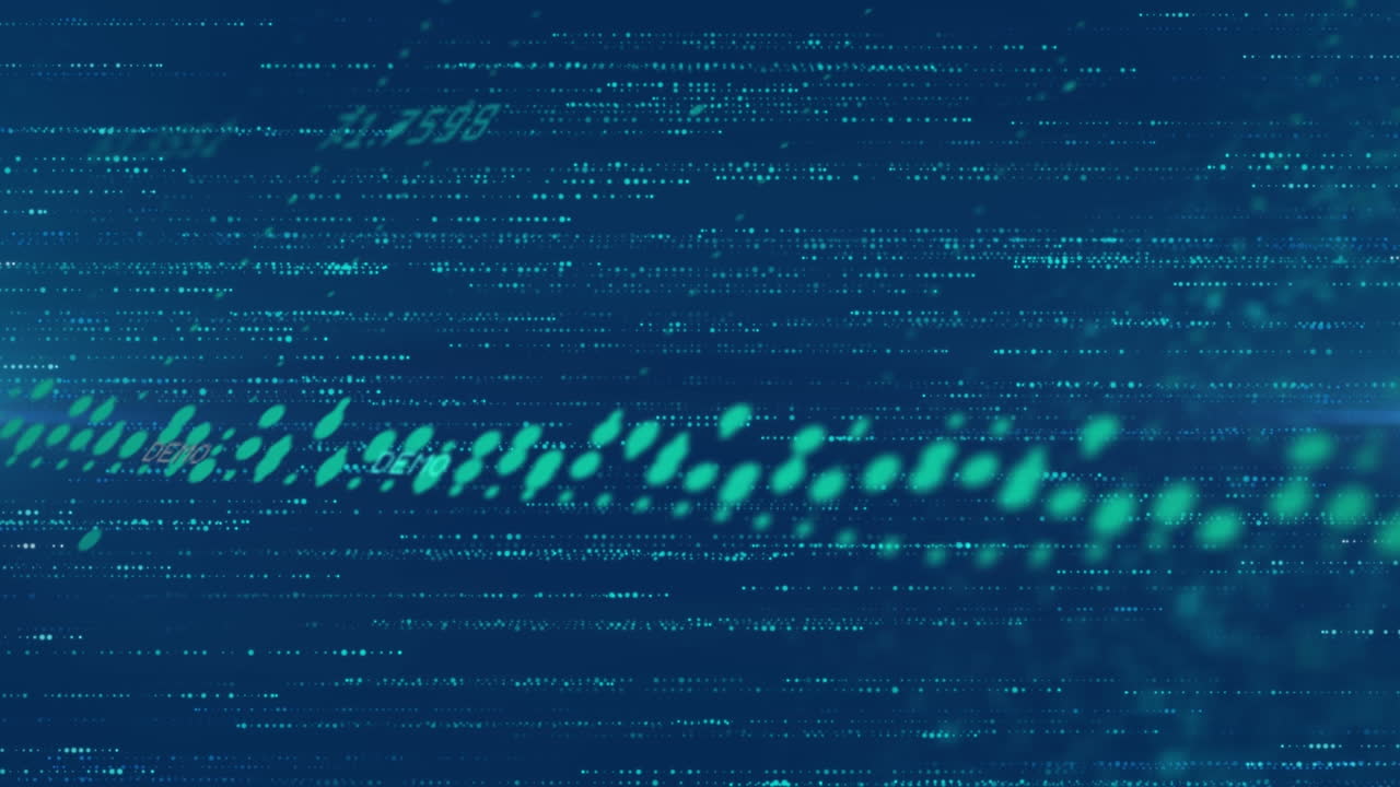 Animation of data processing and glowing connections blue background