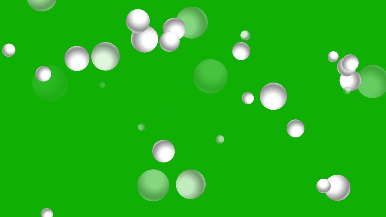 White spheres motion graphics with green screen background