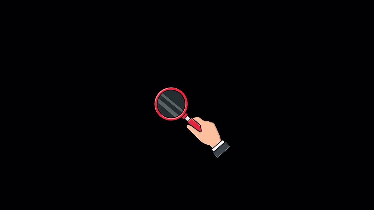 Animated Hand Holding Magnifying Glass Searching