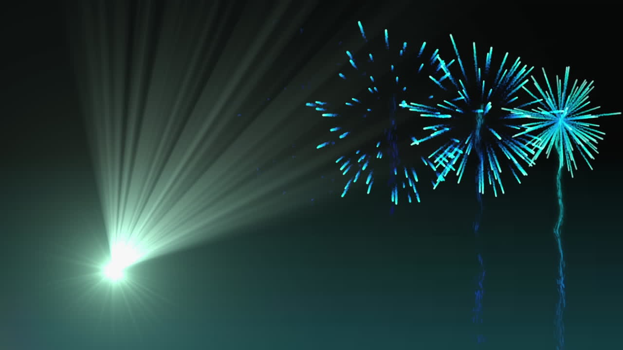Animazione di luci e fuochi d'artificio nello spazio nero