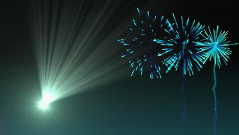 animación de luces y fuegos artificiales en espacio negro